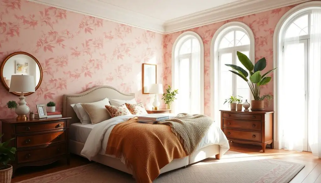 pink wallpaper for bedroom